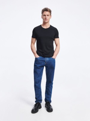 Reserved Slim fit V-neck T-shirt Czarne | BCDFAYE-43