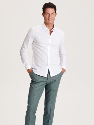 Reserved Slim fit cotton rich shirt Białe | EUIDCAQ-15