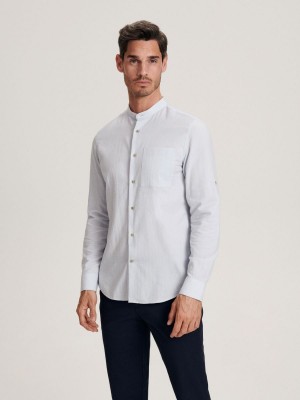 Reserved Slim fit shirt with stand up collar Niebieskie | LDEMVTB-30