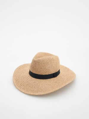 Reserved Szerokie-brimmed hat Beżowe | AMCKUVW-96