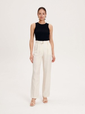 Reserved Tencel™ Lyocell trousers Ivory | CMTLGFU-36