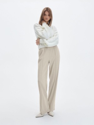 Reserved Trousers with pressed crease Beżowe | ONQCDWT-95