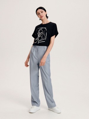 Reserved Trousers with pressed crease Niebieskie | OFDPGTS-84