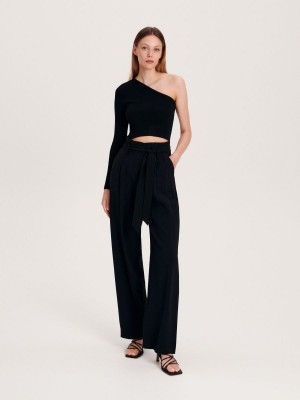 Reserved Viscose rich palazzo trousers Czarne | DHXENYB-25