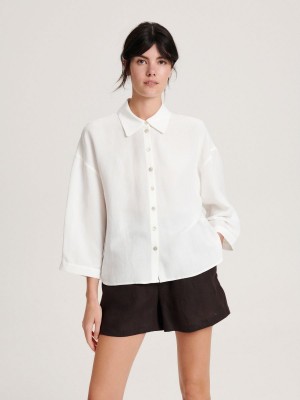 Reserved Viscose rich shirt Ivory | KLSNQYV-32