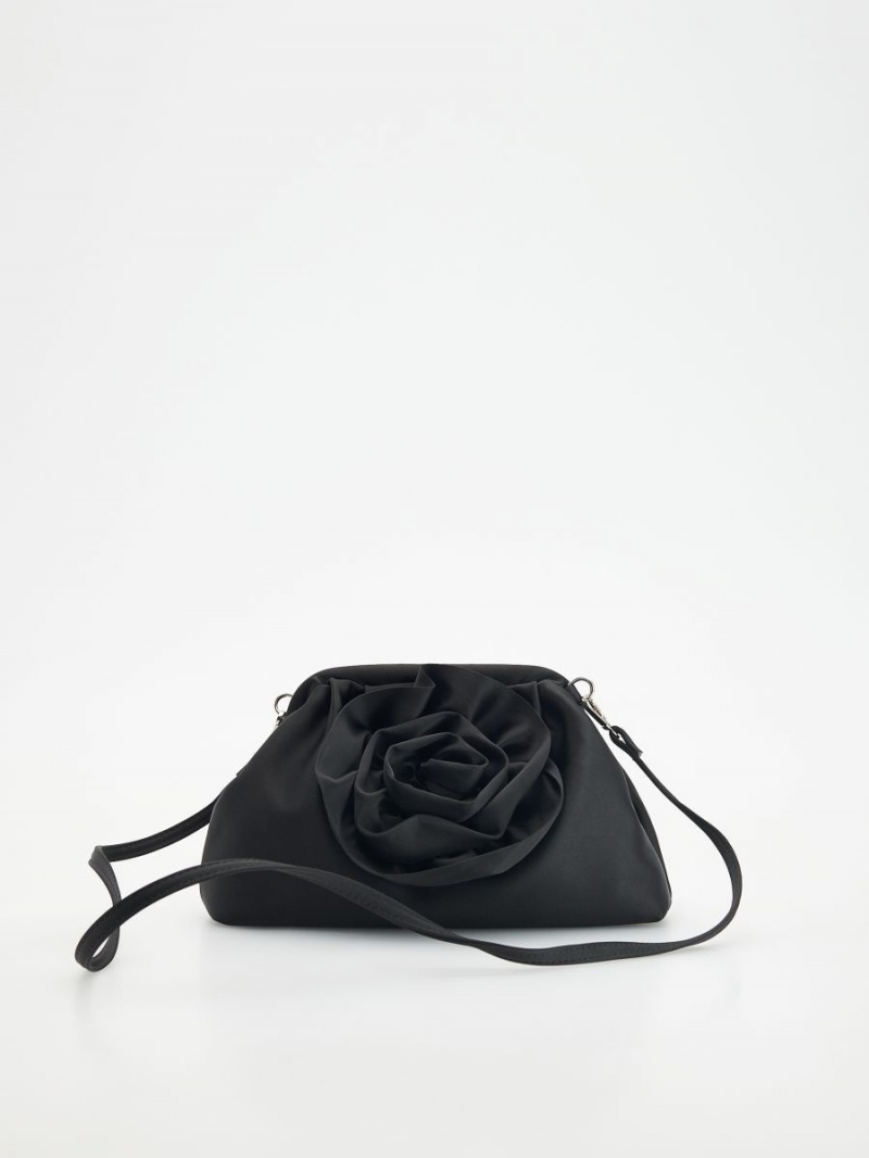 Reserved Bag with decorative flower detail Czarne | CZMGDYF-59