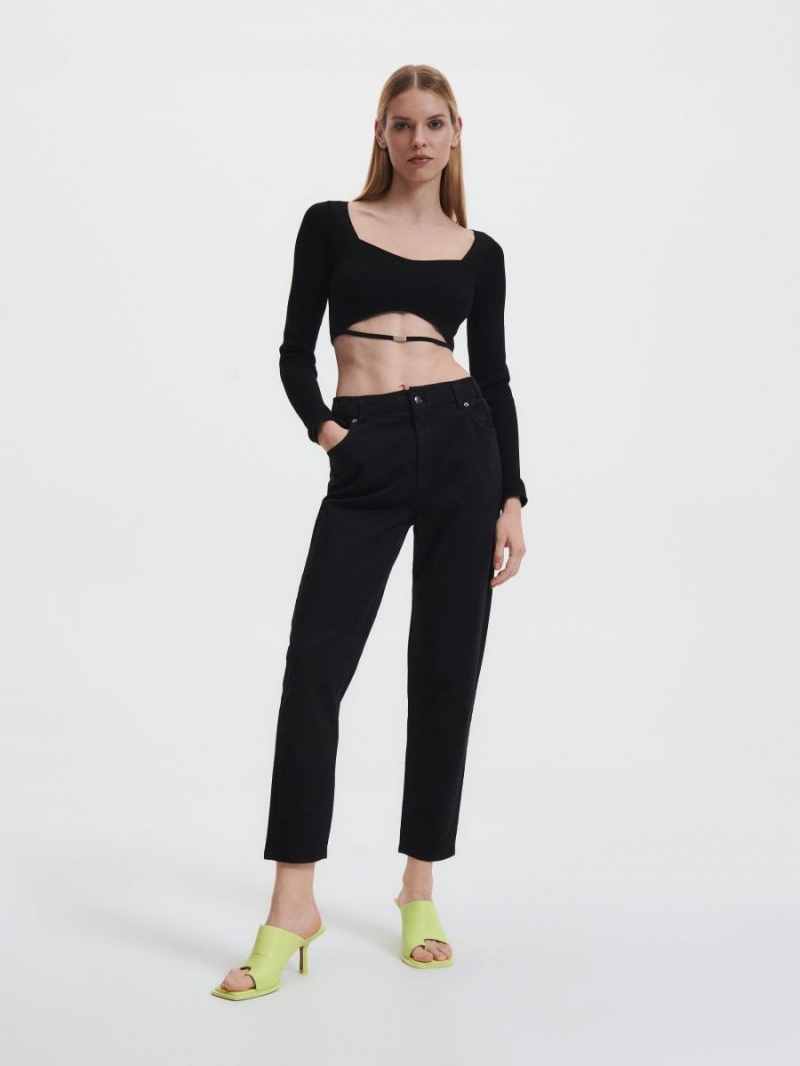 Reserved Baggy trousers Czarne | HKLIPCD-65