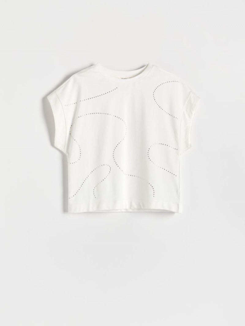 Reserved Bawełniane T-shirt Ivory | KSYPLRN-19