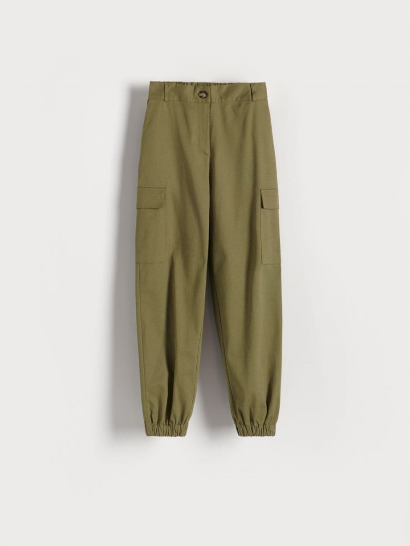 Reserved Bawełniane cargo joggers Khaki | RLZPNKS-46