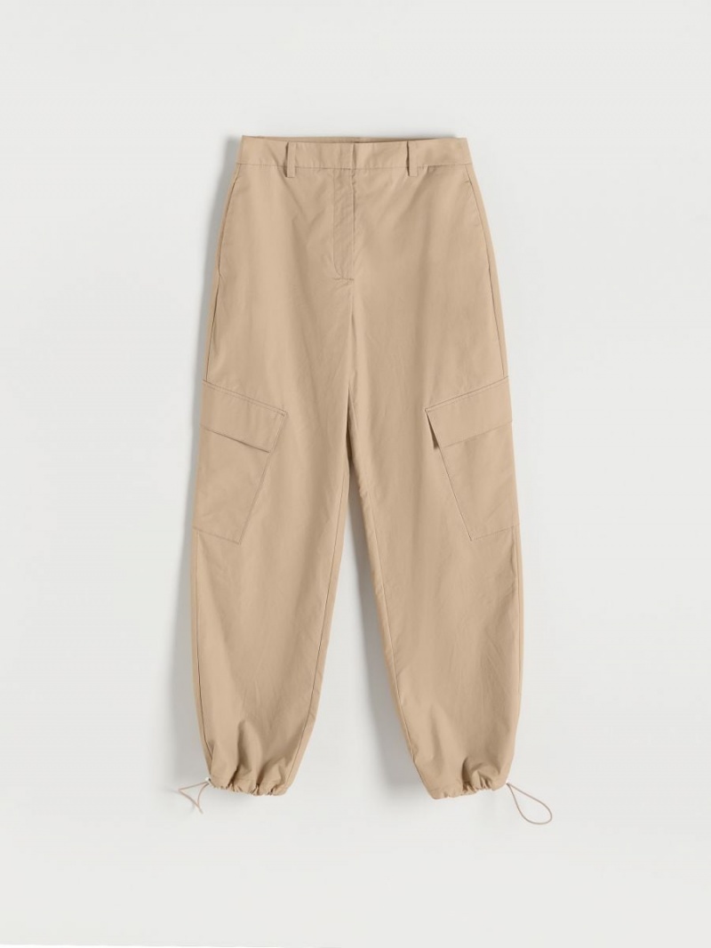 Reserved Bawełniane cargo trousers Beżowe | NZWFGPV-78