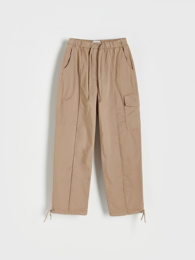 Reserved Bawełniane cargo trousers Beżowe | YINHOKQ-41