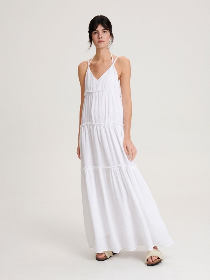 Reserved Bawełniane maxi dress Białe | BPYTLQV-85