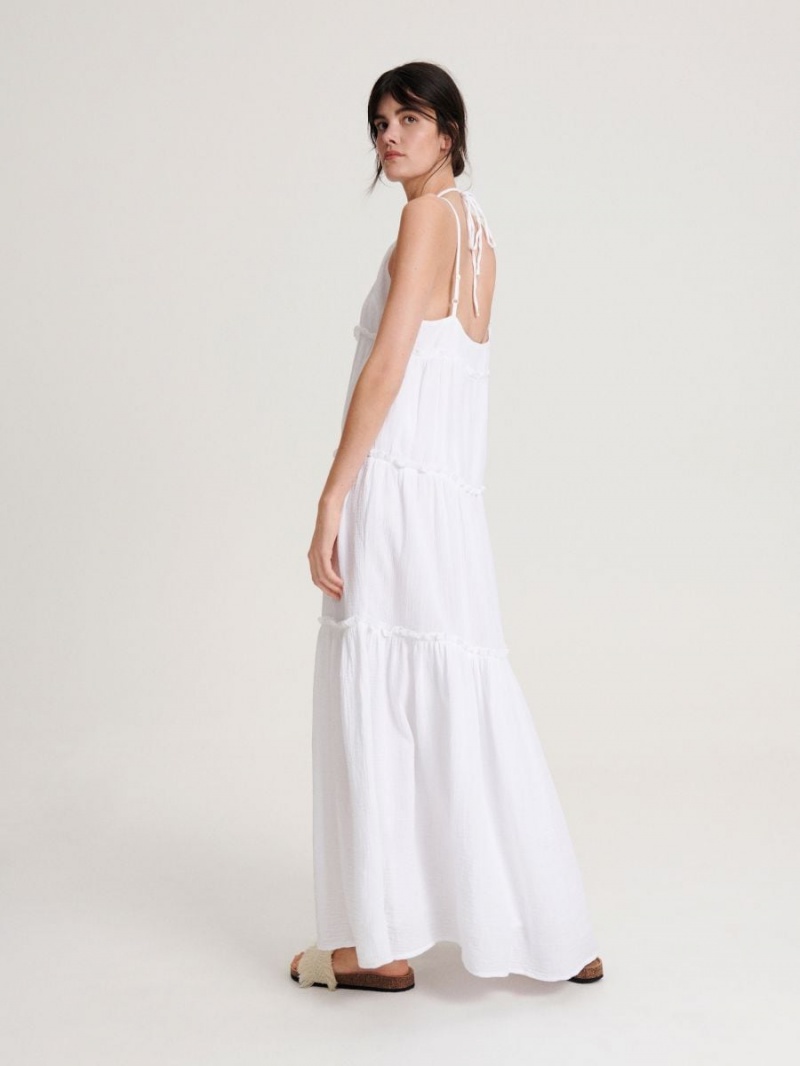 Reserved Bawełniane maxi dress Białe | BPYTLQV-85