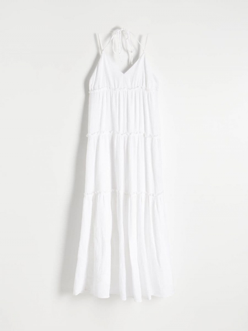 Reserved Bawełniane maxi dress Białe | BPYTLQV-85