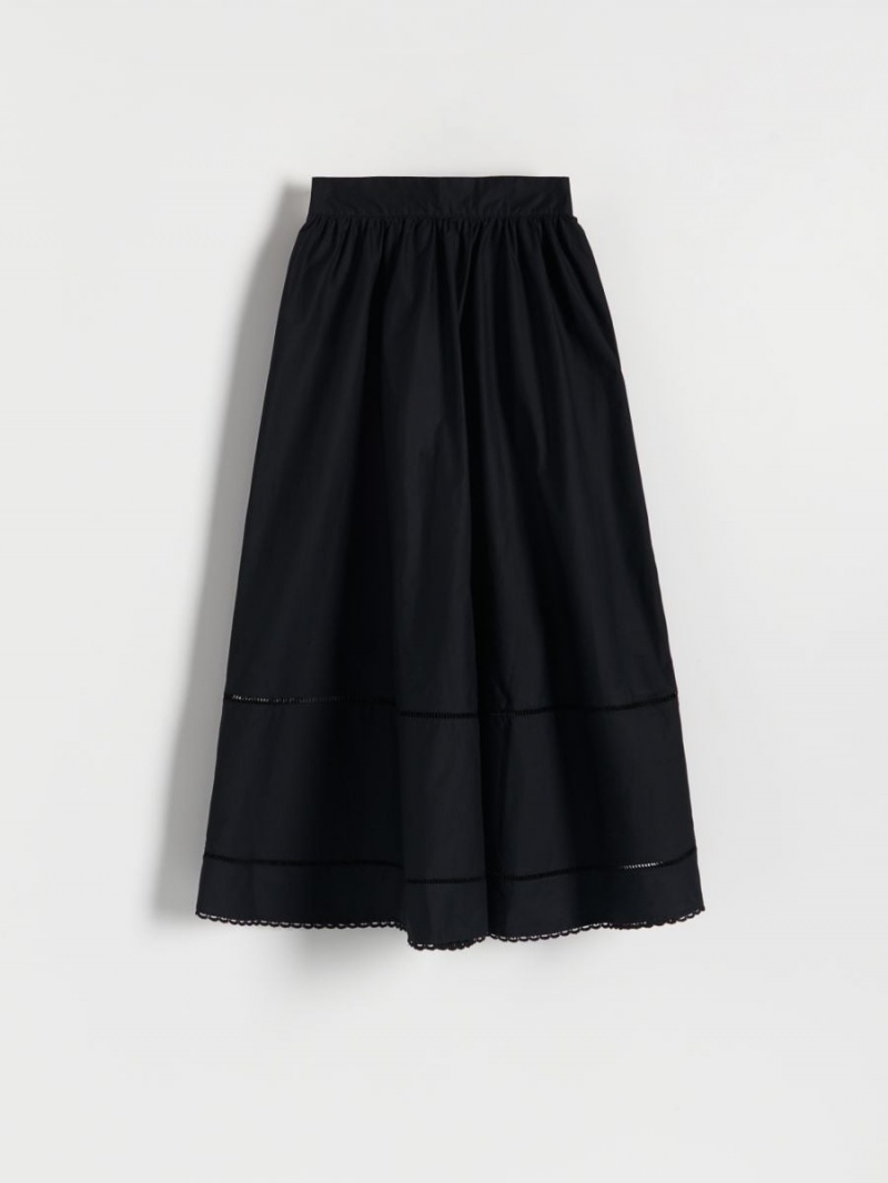 Reserved Bawełniane midi skirt Czarne | SYJROHX-41