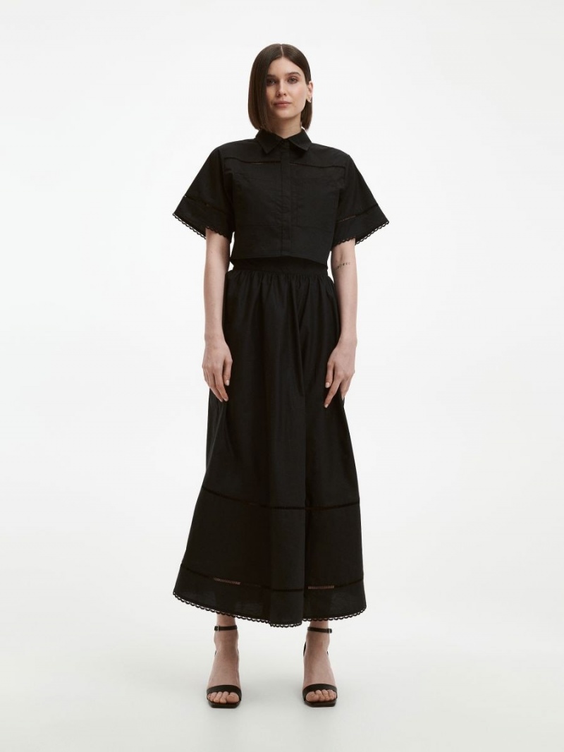 Reserved Bawełniane midi skirt Czarne | SYJROHX-41