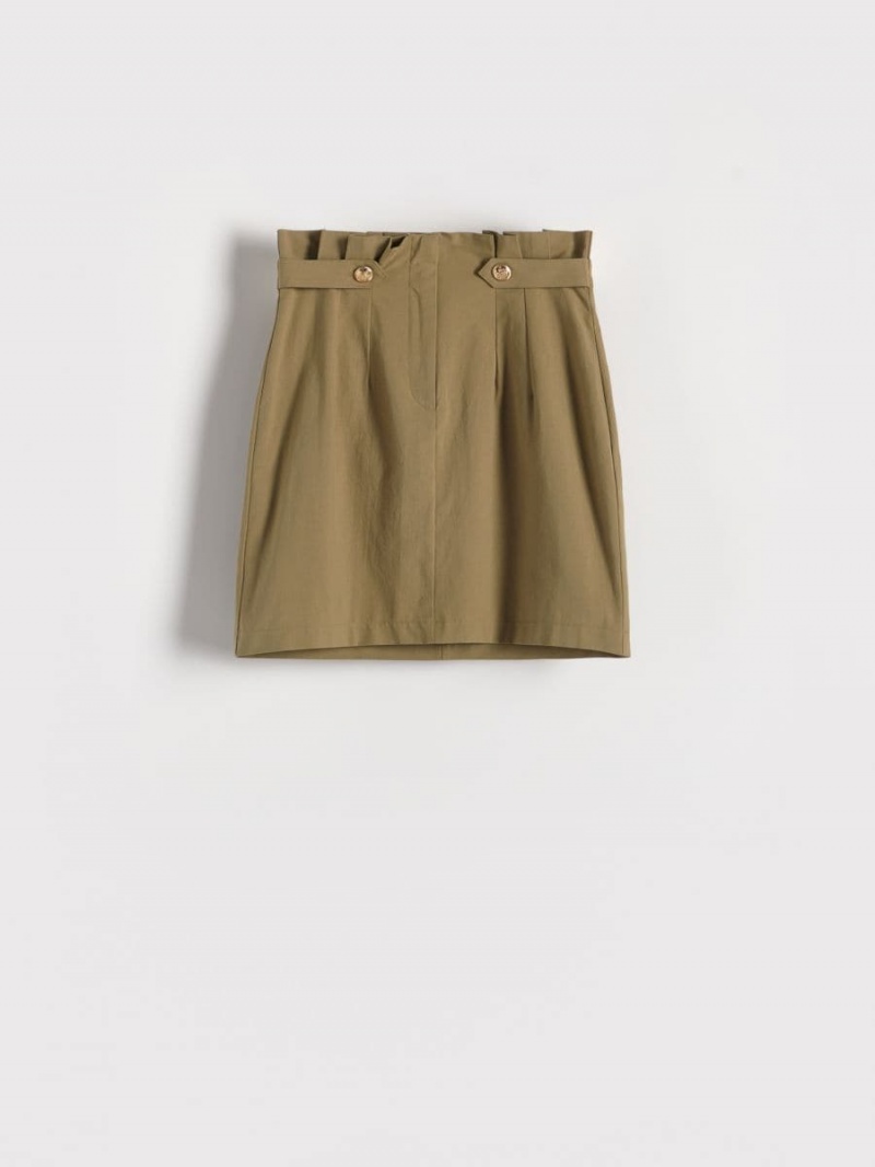 Reserved Bawełniane mini skirt Khaki | ZJRTUIN-60