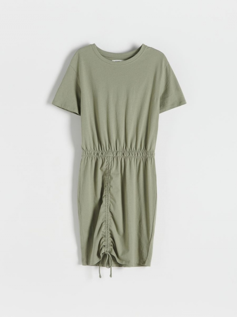 Reserved Bawełniane rich mini dress Khaki | OVSYUGL-24