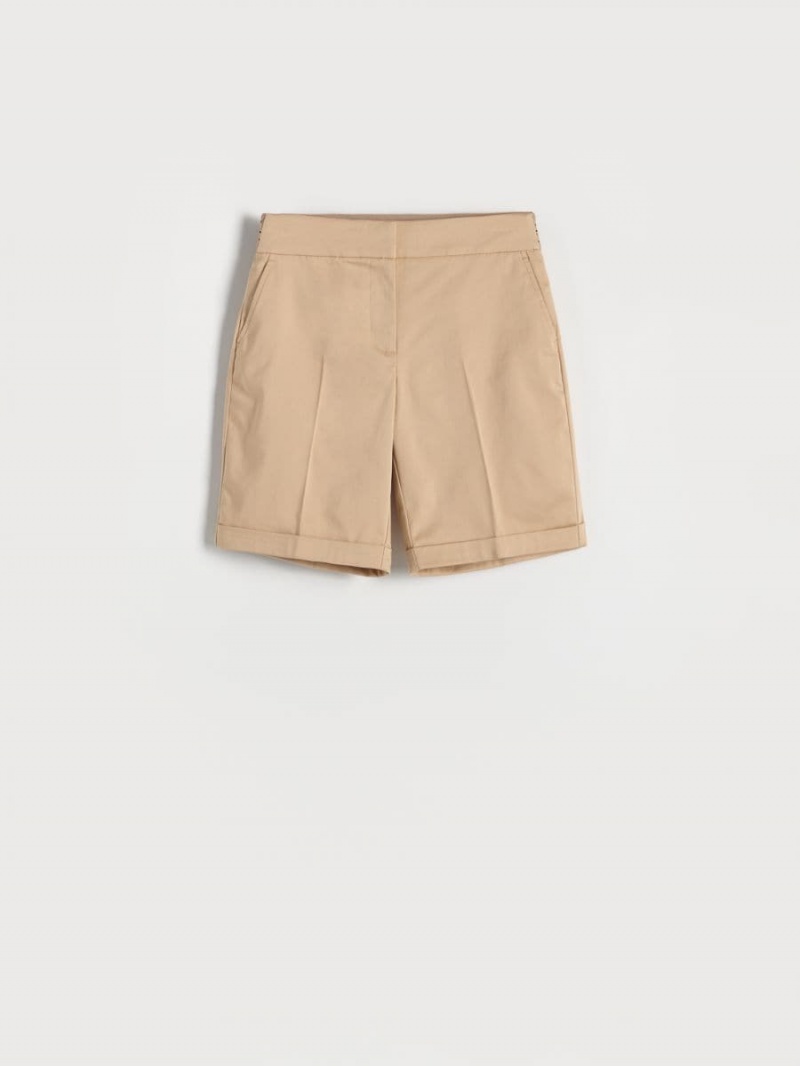 Reserved Bawełniane rich shorts Beżowe | CKTOWYE-12