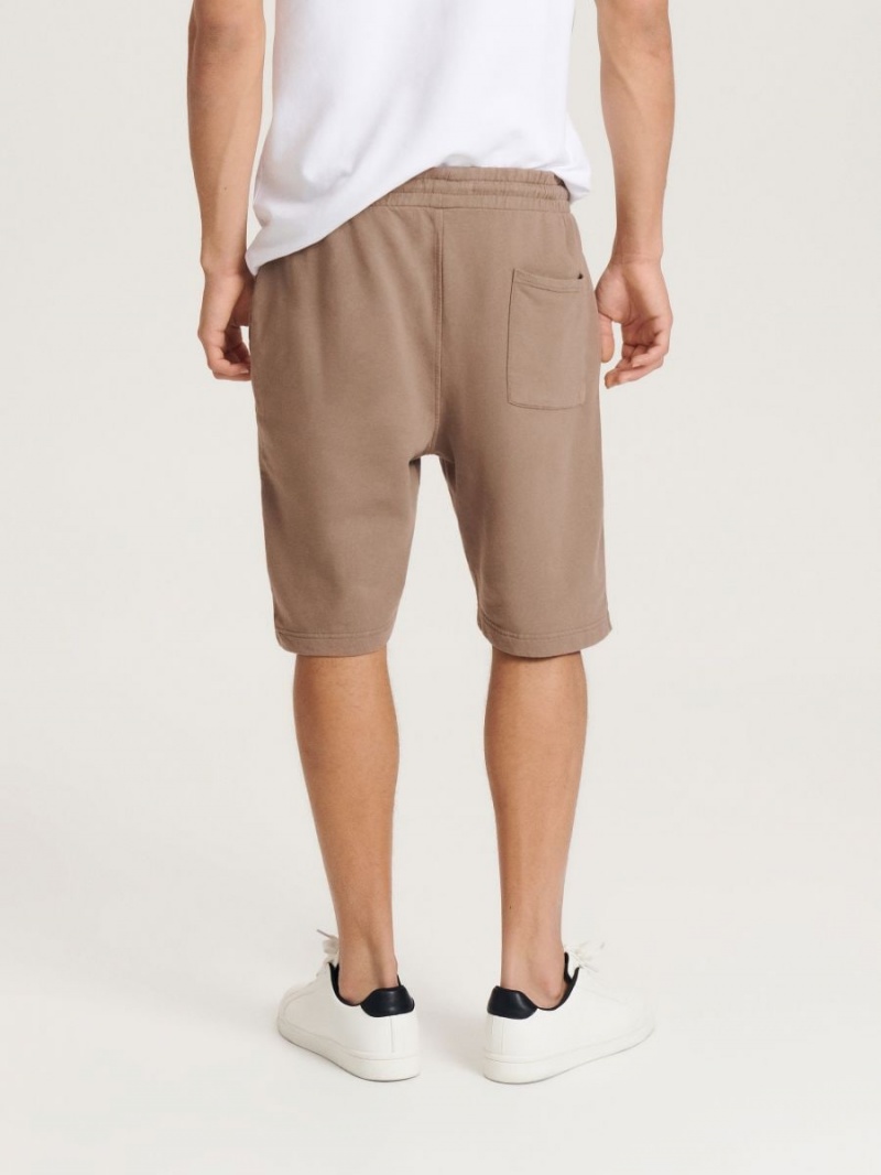 Reserved Bawełniane rich shorts Beżowe | PGVYWKS-30