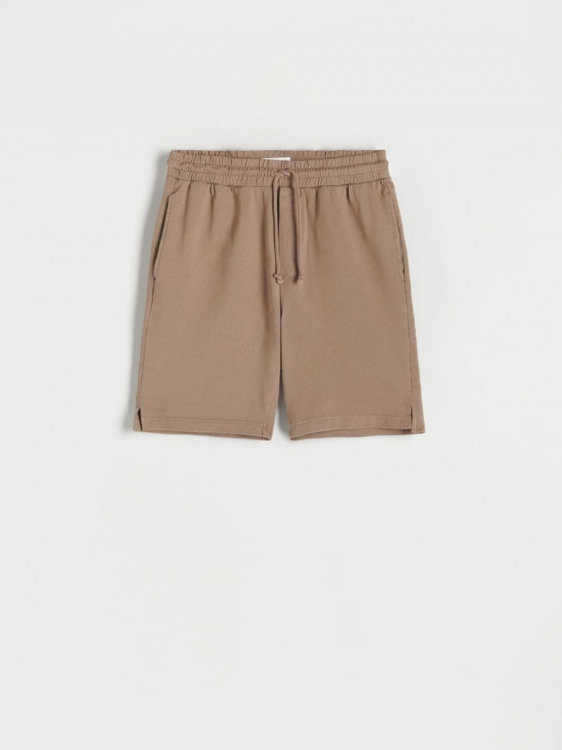 Reserved Bawełniane rich shorts Beżowe | PGVYWKS-30