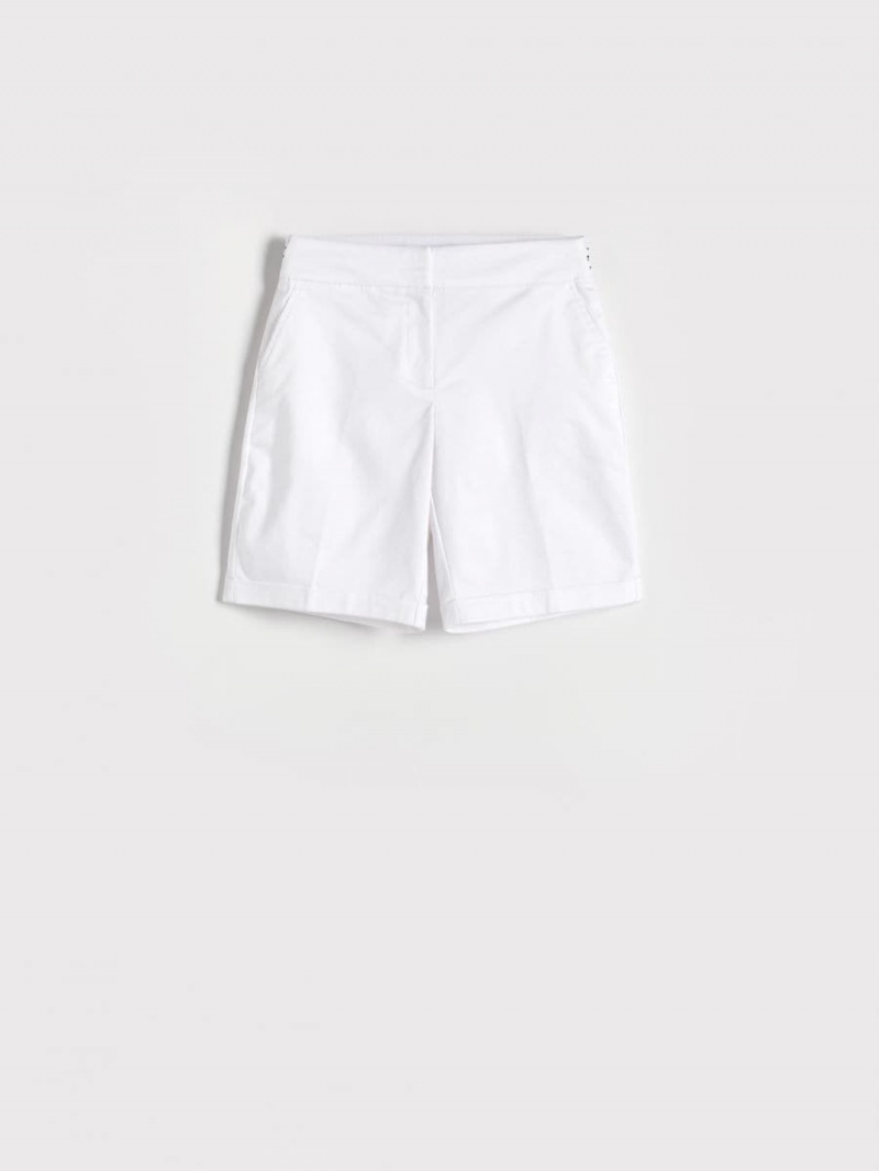 Reserved Bawełniane rich shorts Białe | OMLVUPG-25