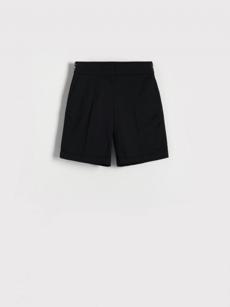 Reserved Bawełniane rich shorts Czarne | IDARGWP-27