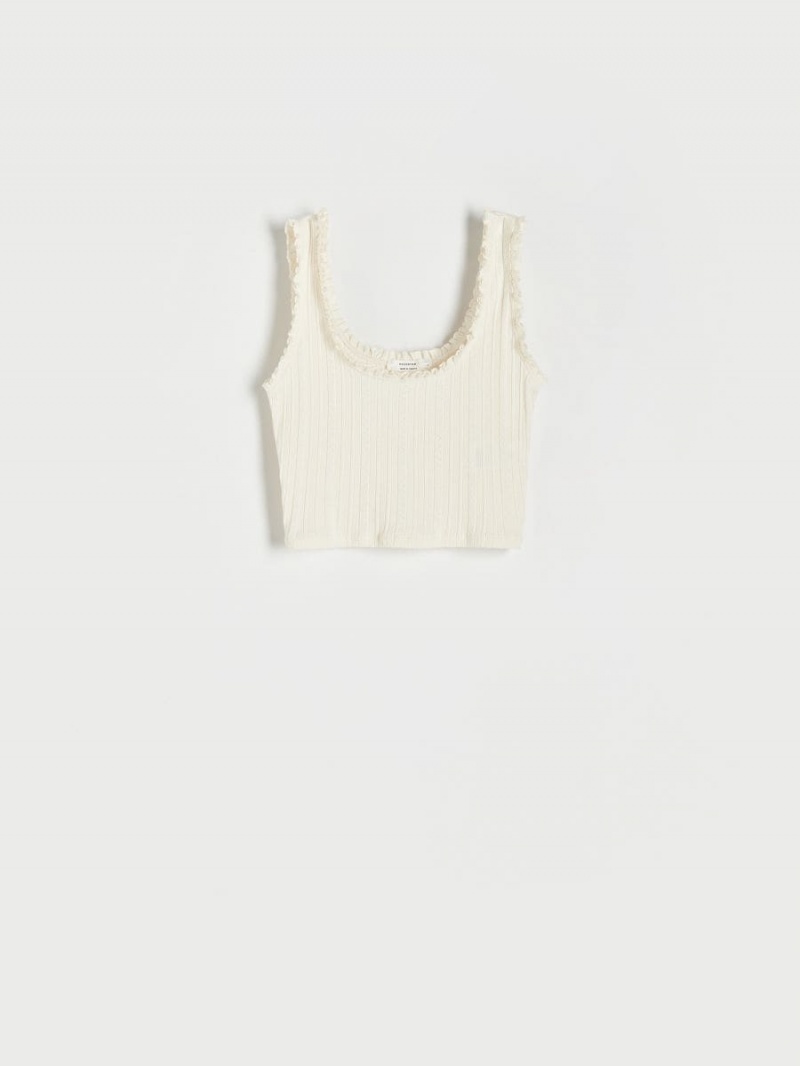 Reserved Bawełniane rich top Ivory | DKAIJVY-56