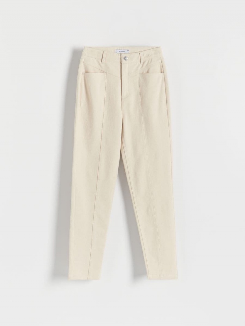 Reserved Bawełniane rich trousers Beżowe | NPQDIYH-69