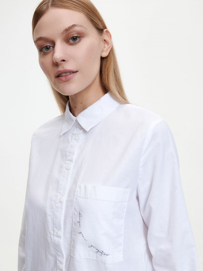 Reserved Bawełniane shirt Ivory | GOIJQUA-31