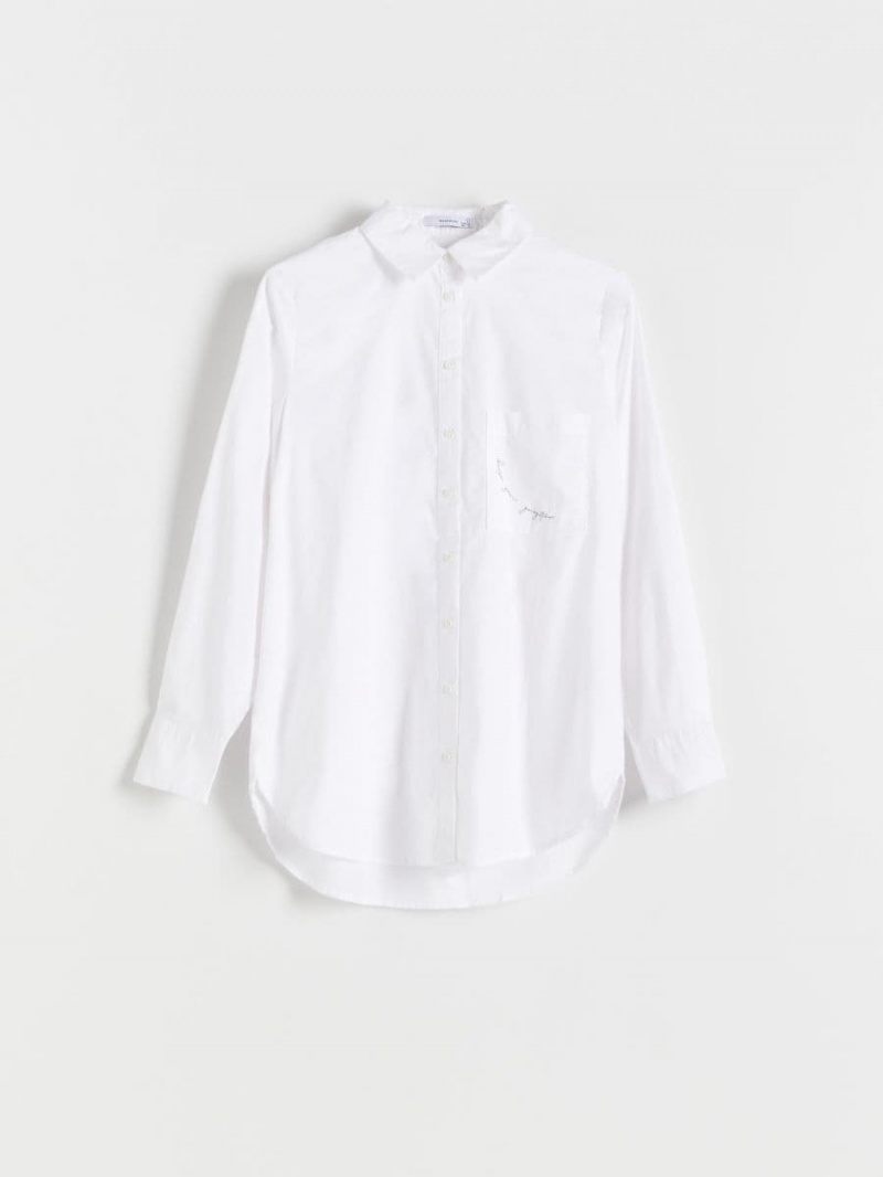 Reserved Bawełniane shirt Ivory | GOIJQUA-31