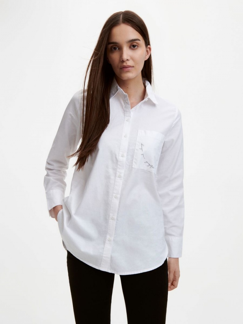 Reserved Bawełniane shirt Ivory | RCJETBN-10