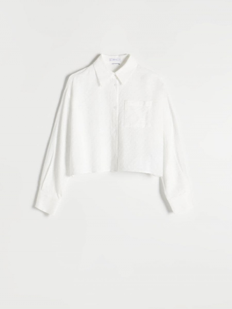 Reserved Bawełniane shirt Ivory | VQMRZOU-45