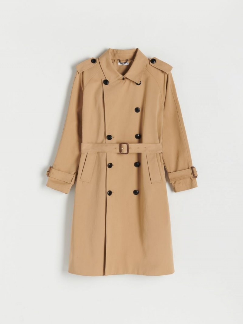 Reserved Bawełniane trench coat Beżowe | TRSCMHB-17