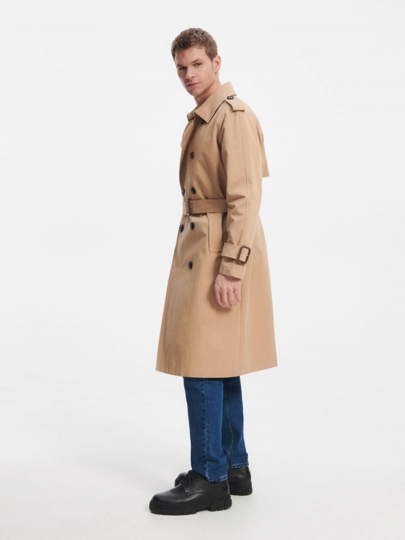 Reserved Bawełniane trench coat Beżowe | TRSCMHB-17