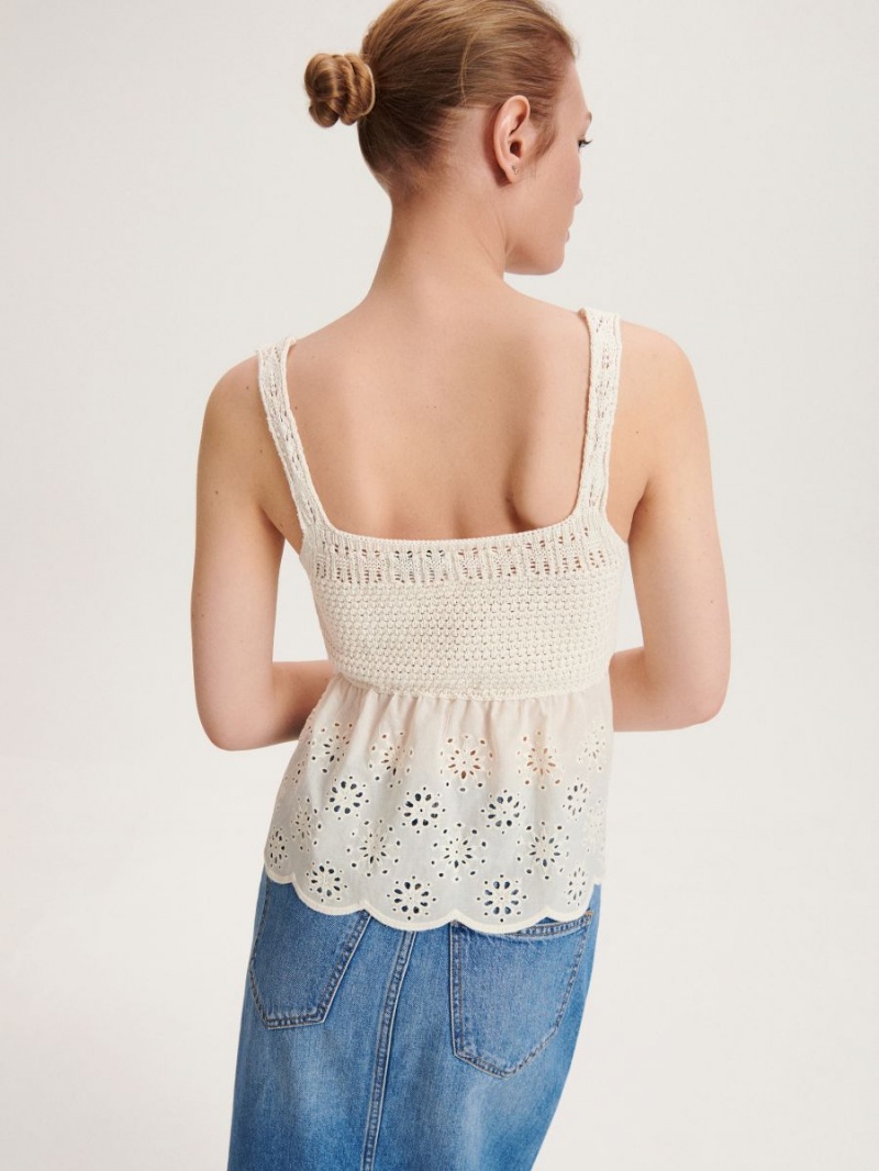 Reserved Blouse with crochet detailing Ivory | GTIKUWM-09