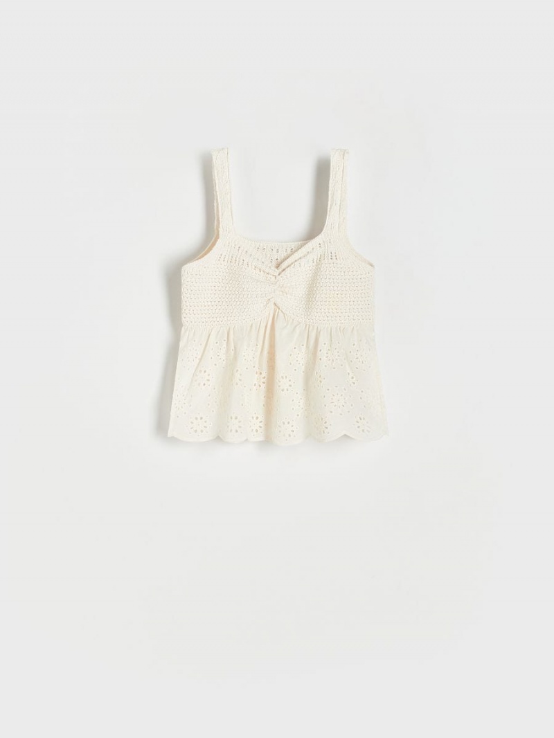 Reserved Blouse with crochet detailing Ivory | GTIKUWM-09