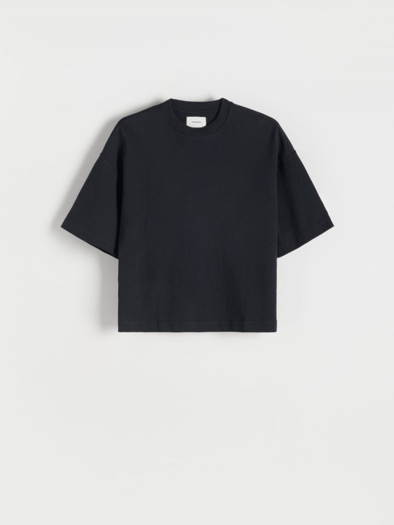 Reserved Boxy T-shirt Czarne | TQUHIGR-65