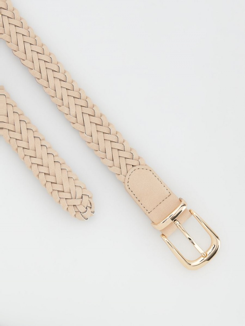 Reserved Braided belt with buckle Beżowe | QVWRAPN-42