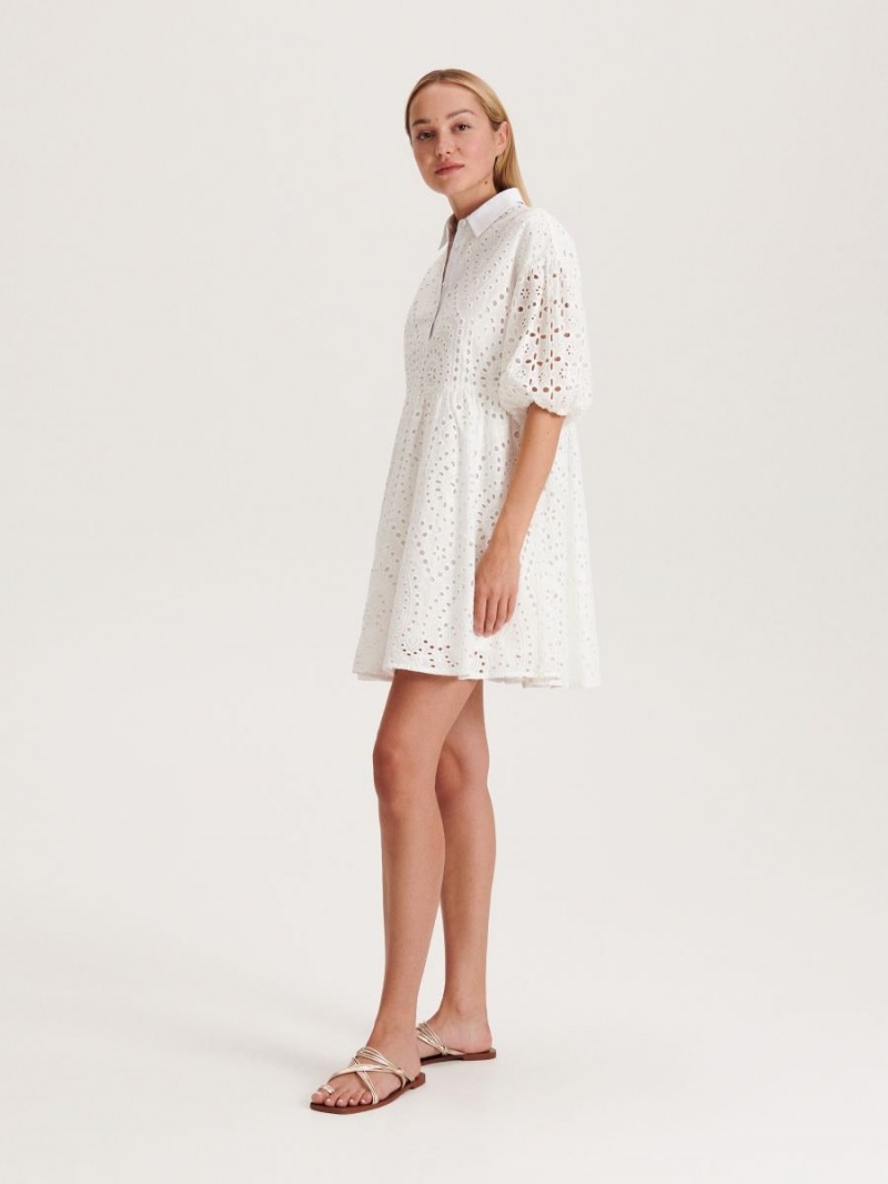 Reserved Broderie anglaise pattern dress Ivory | QNULBJF-17