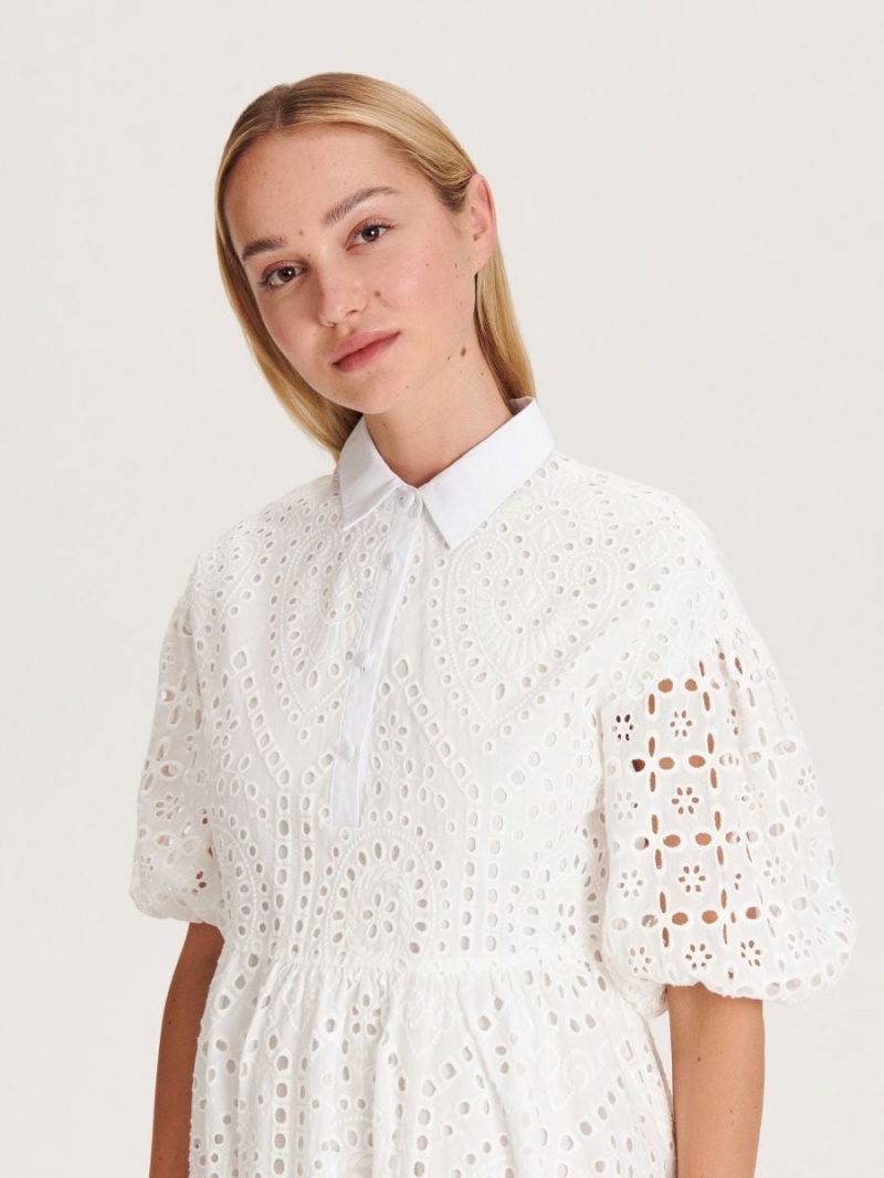 Reserved Broderie anglaise pattern dress Ivory | QNULBJF-17