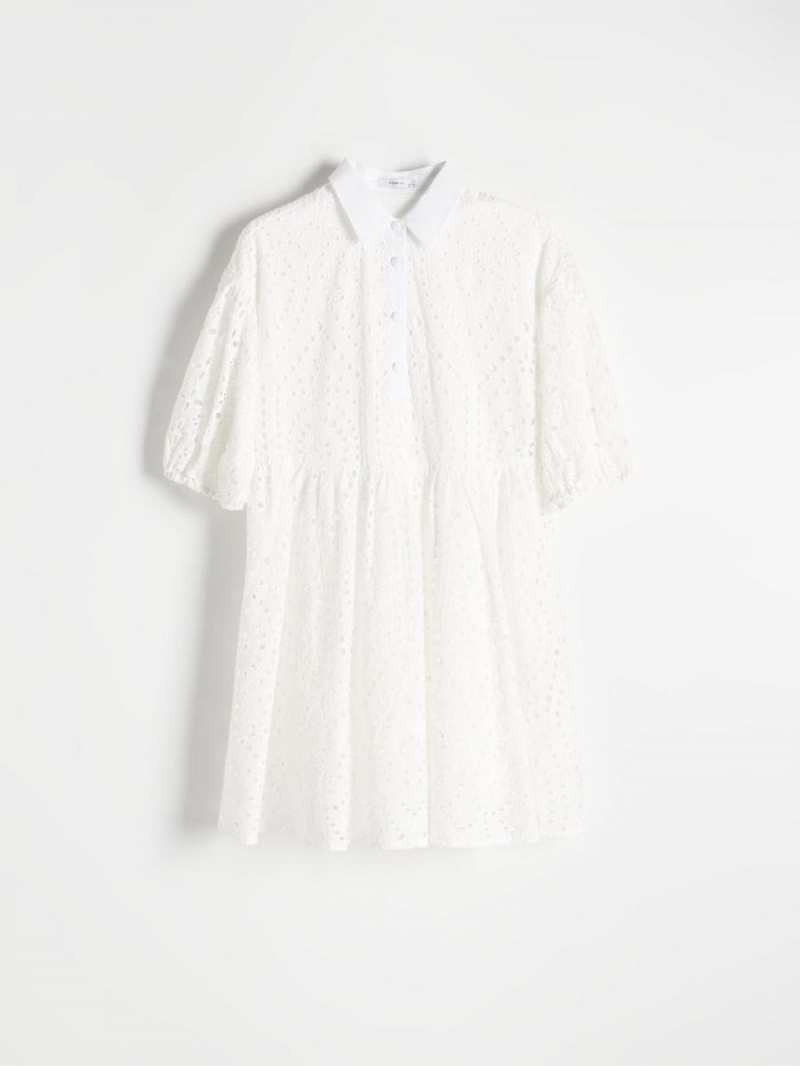 Reserved Broderie anglaise pattern dress Ivory | QNULBJF-17