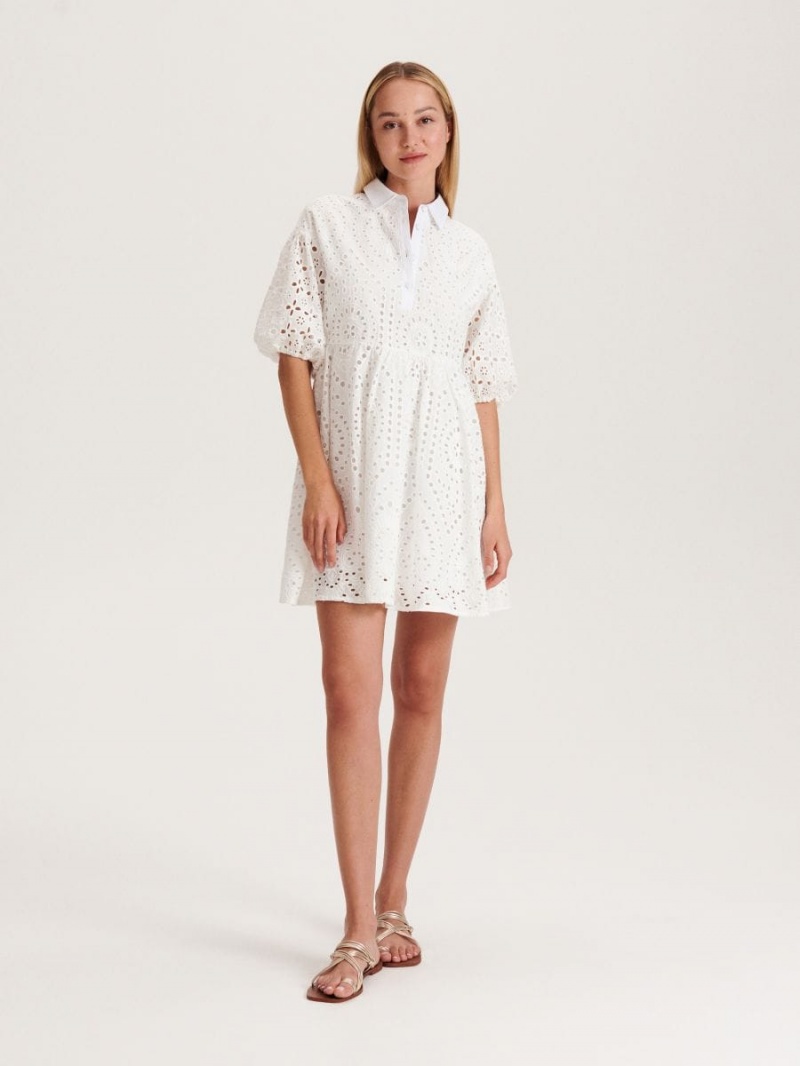 Reserved Broderie anglaise pattern dress Ivory | QNULBJF-17