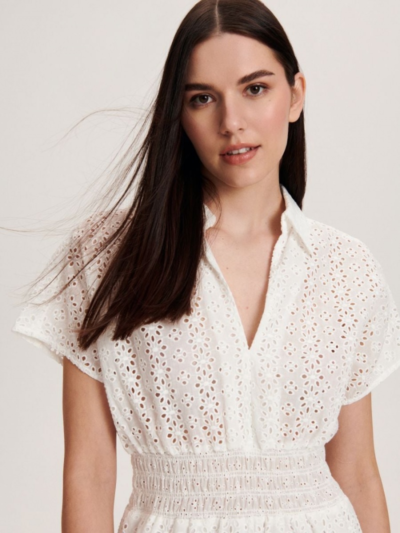 Reserved Broderie anglaise pattern dress Ivory | TOBCGRQ-06