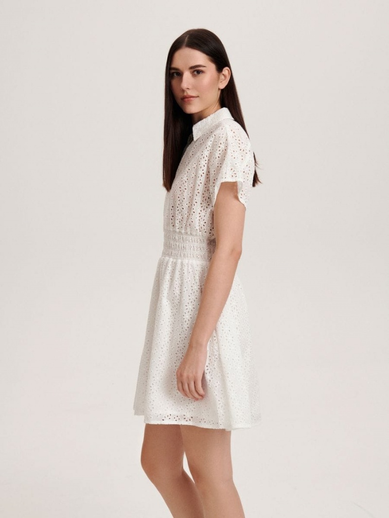 Reserved Broderie anglaise pattern dress Ivory | TOBCGRQ-06