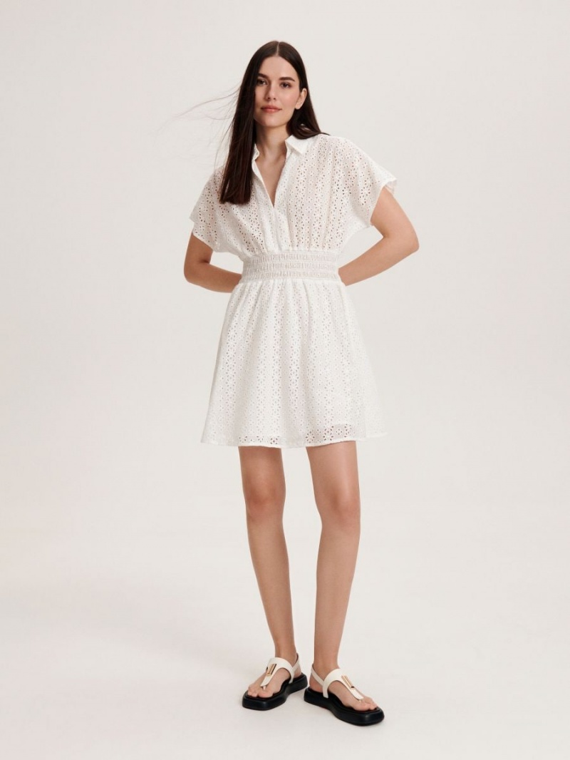 Reserved Broderie anglaise pattern dress Ivory | TOBCGRQ-06