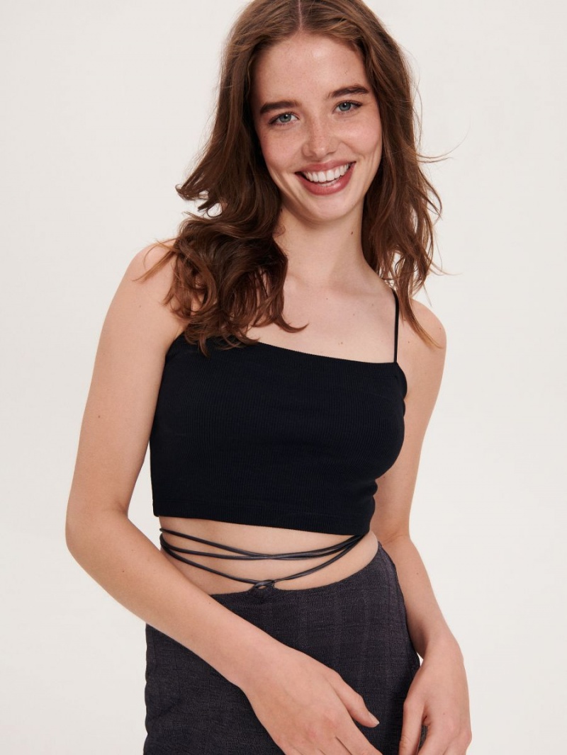 Reserved Cami crop top Czarne | ZBWHNOR-97