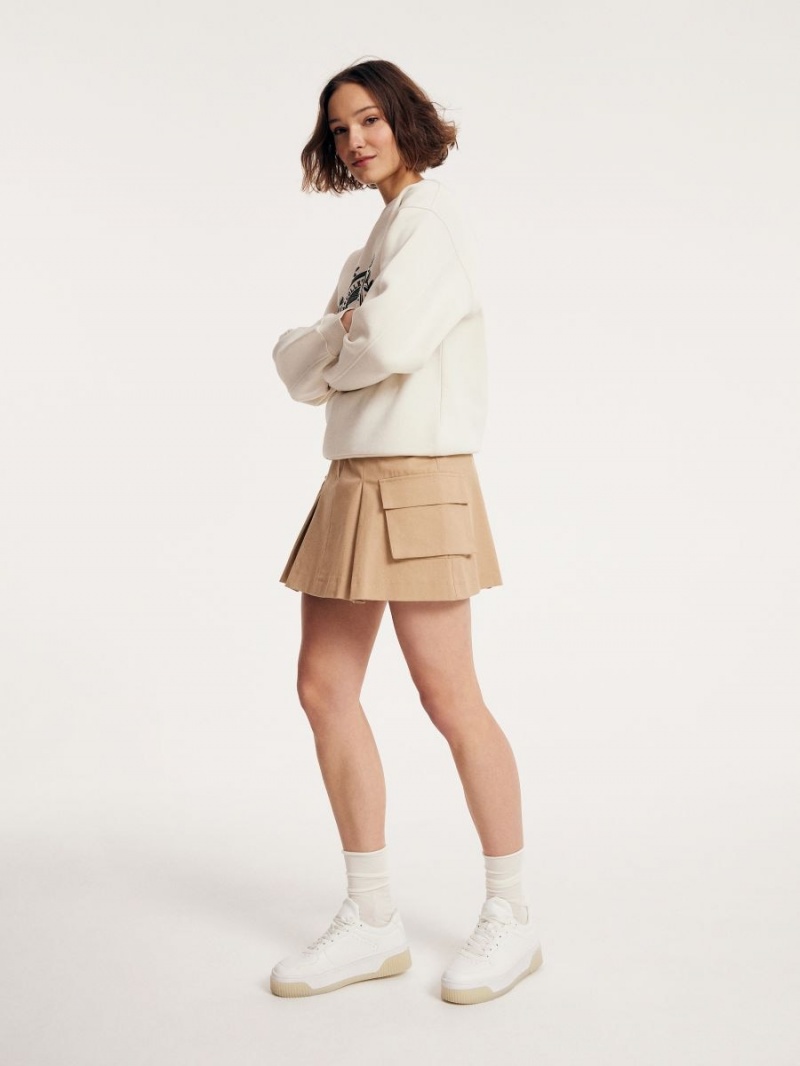 Reserved Cargo mini skirt Beżowe | KBGRALY-05