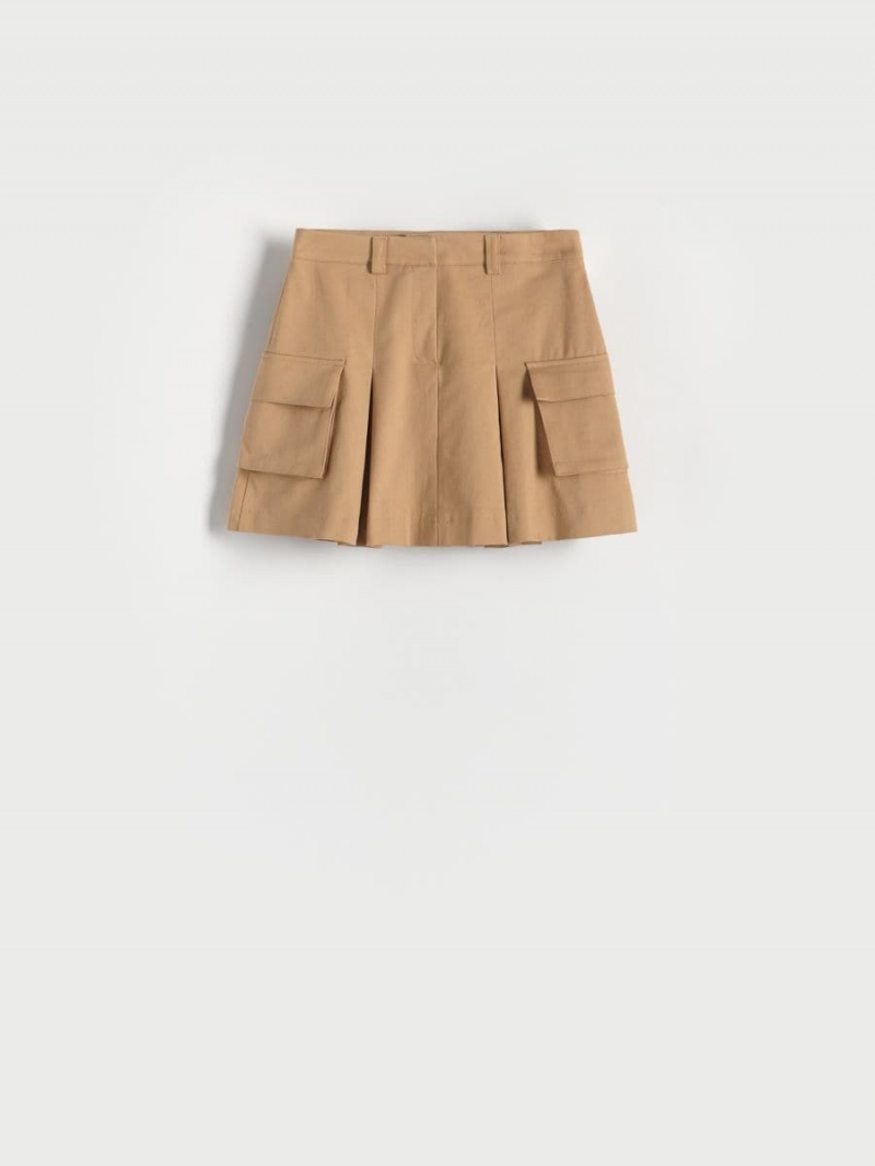 Reserved Cargo mini skirt Beżowe | KBGRALY-05