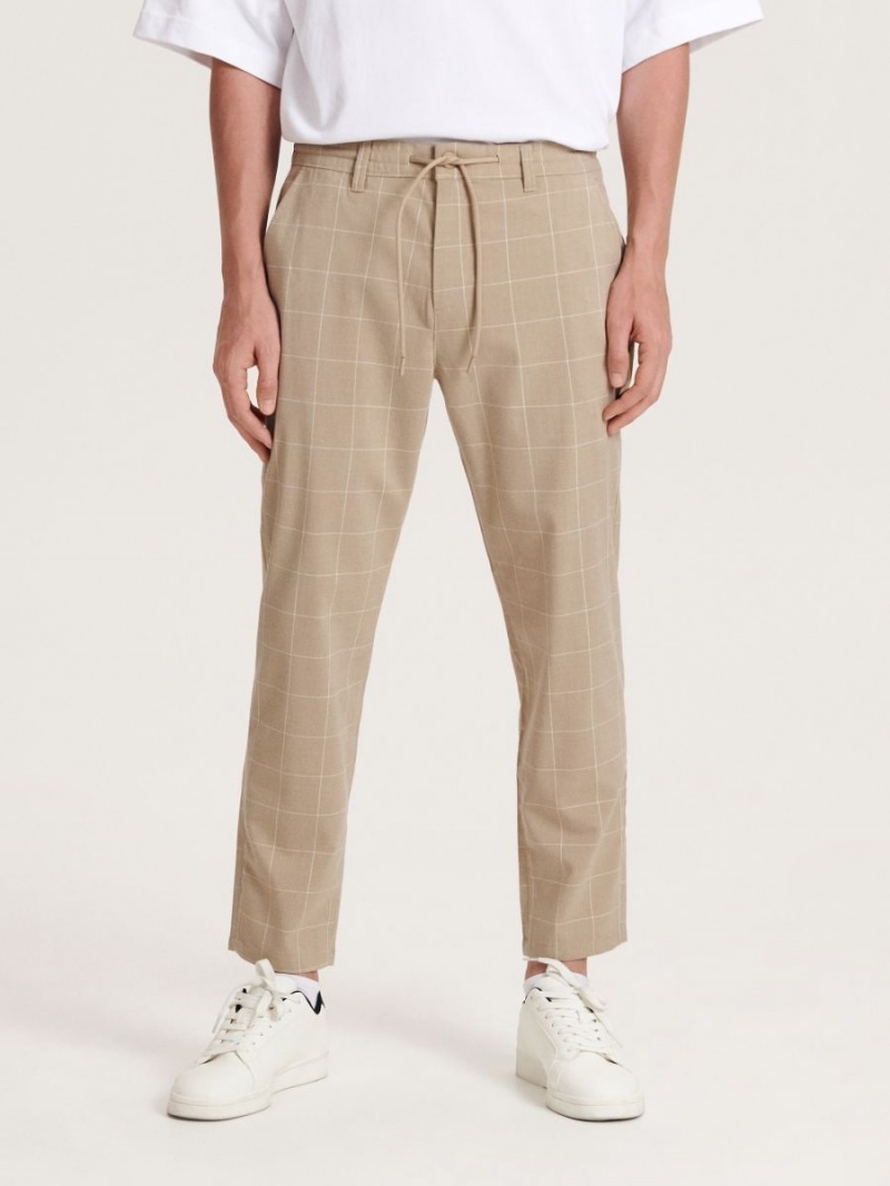 Reserved Carrot slim trousers Beżowe | IVDHLQO-83